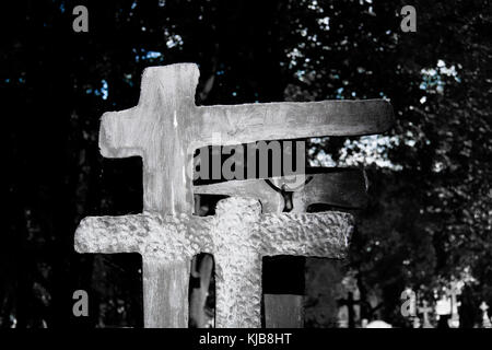 Un antico del diciannovesimo secolo nel cimitero di Varsavia. la Polonia. Foto Stock