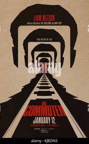 DATA di uscita: 12 gennaio 2018 TITOLO: The Commuter CASA DI PRODUZIONE: Lionsgate DIRETTORE: Jaume Collet-Serra TRAMA: Un uomo d'affari è catturato in un complotto criminale durante il suo percorso quotidiano a casa. Starring: Poster Art. (Immagine Di Credito: © Lionsgate/Entertainment Pictures) Foto Stock