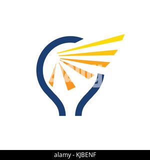 Lampadina con raggi, lampadina illustrazione, lampadina con shine, simbolo design, isolati su sfondo bianco. Illustrazione Vettoriale