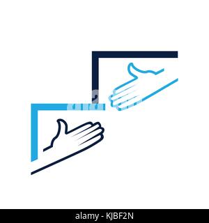 Due mani scuoterò illustrazione, due mani scuoterò simbolo , mano tesa, icona design, isolati su sfondo bianco. Illustrazione Vettoriale