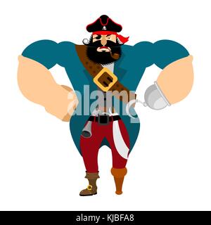 Arrabbiato forte pirata. potente big da buccaneer. illustrazione vettoriale Illustrazione Vettoriale