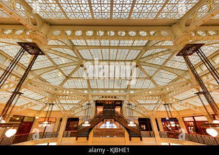 Chicago - 8 settembre 2015: lobby in the rookery building, un punto di riferimento storico situato a 209 South lasalle street nel loop area comunitaria di chic Foto Stock