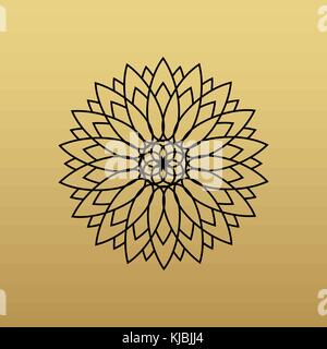 Un simbolo di Fiori su fondo oro. vettore emblema astratta. Illustrazione Vettoriale