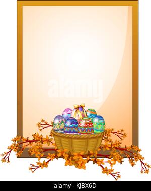 Illustrazione di un fotogramma vuoto digital signage con un paniere di uova su sfondo bianco Illustrazione Vettoriale