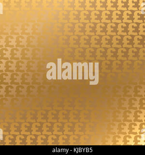 Golden lira sterlina simbolo di valuta. Oro luccicante sfondo. Illustrazione Vettoriale. Foto Stock