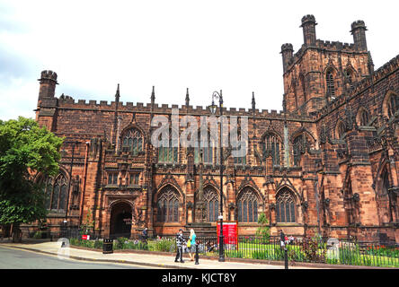 Cattedrale medievale, la costruzione è iniziata nel 1092, Chester, Cheshire, Inghilterra, Regno Unito. Foto Stock