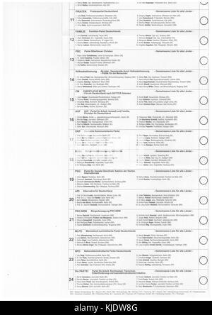 DE DA Europawahl 2014 Stimmzettel Resto Foto Stock