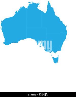 Mappa di Australia. alta dettagliata mappa vettoriale - Australia piatto ad alta dettagliata mappa australia. modello per la progettazione di opere. illustrazione vettoriale.blu mappa Illustrazione Vettoriale