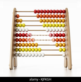 Abacus con multi perle colorate isolati su sfondo bianco. 3d'illustrazione. Foto Stock