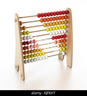 Abacus con multi perle colorate isolati su sfondo bianco. 3d'illustrazione. Foto Stock