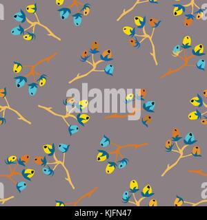 Berry natale pattern. disegnati a mano. whimsical di stile moderno. inverno/Merry Christmas collection. illustrazione vettoriale. Per sfondi, schede, sfondo Illustrazione Vettoriale