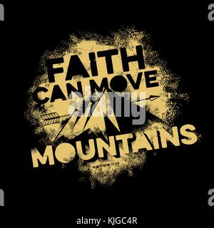 La Bibbia scritta. arte cristiana la fede può spostare le montagne. Illustrazione Vettoriale