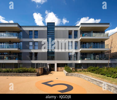 Centrale rialzata area giardino. Walthamstow Stadium Housing Development, Walthamstow, Regno Unito. Architetto: Conran e partner , 2017. Foto Stock