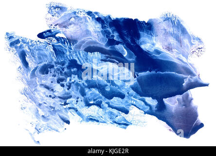 Abstract inverno sfondo blu con schizzi ad acquerello e swashes Foto Stock