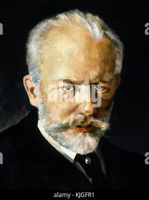 Pyotr ilyich tchaikovsky (1840-1893). Il compositore russo del periodo romantico. ritratto. acquerello. Foto Stock