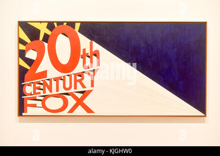 New York City - agosto 7, 2015: XX Century Fox logo come rappresentato nel Whitney Museum of Art di New York City. Foto Stock