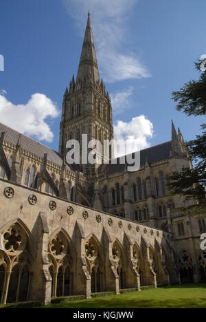 La cattedrale di Salisbury chiostro giardino, Regno Unito Foto Stock