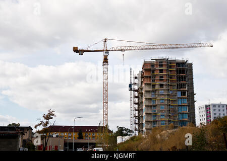 Sito in costruzione di un nuovo edificio di appartamenti Foto Stock