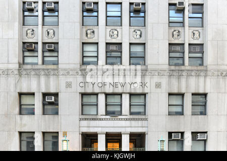 Attaccato facciata art deco del new york city dipartimento di salute e igiene mentale. Foto Stock