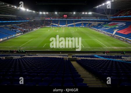 Cardiff, Galles, Regno Unito, 24 novembre 2017. Vista generale durante la partita di qualificazione al campionato mondiale di calcio femminile tra Galles e Kazakistan al Cardiff City Stadium. Crediti: Mark Hawkins/Alamy Live News Foto Stock