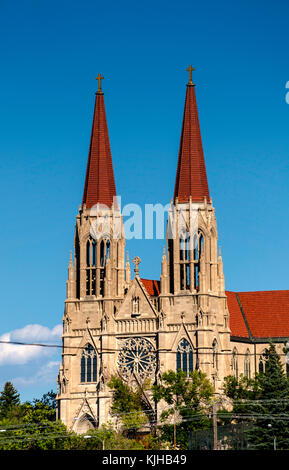 St Helena cattedrale, stile neo-gotico, in Helena, Montana, USA Foto Stock