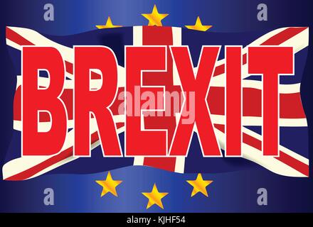 L'Unione britannica bandiera con il testo brexit su una bandiera UE Illustrazione Vettoriale