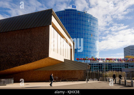 Ginevra, Svizzera - 30 Ottobre 2017 : il quartier generale della Organizzazione Mondiale della Proprietà Intellettuale è uno dei più suggestivi archita Foto Stock