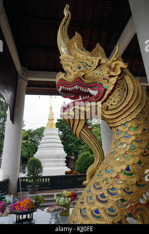 Wat Chedi Luang chiang mai buddha thailandia buddismo tempio di Dio . Foto Stock