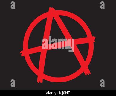 Anarchia simbolo icona illustrazione vettoriale di anarchia classica con logo disegnati a mano la lettera a in cerchio. Illustrazione Vettoriale