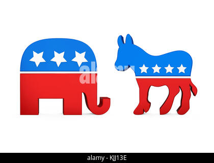 Democratico e asino elefante repubblicano Foto Stock