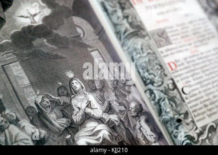 Il vecchio Messale Romano in lingua latina ( xvii secolo ). La Pentecoste con la Vergine e gli apostoli. La Francia. Foto Stock