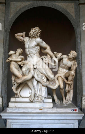 Musei Vaticani a Roma. Museo Pio Clementino. Laocoonte. Groupe du Laocoonte Ïuvre des Rhodiens AgŽsandre, AthŽnodore et Polydore, IIe ou ier sicle av. Foto Stock