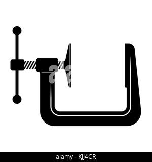 Icona di una costruzione o di falegname morsetto. vista laterale. Colore nero. Illustrazione Vettoriale