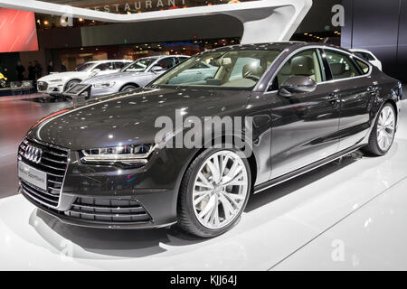 Bruxelles - Jan 12, 2016: Audi A7 Sportback auto presentati presso il Bruxelles Motor Show. Foto Stock