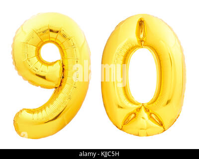 Numero aureo 90 novanta fatta di palloncino gonfiabile Foto Stock