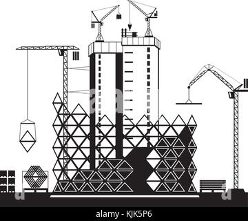 Costruzione di edifici alti - illustrazione vettoriale Illustrazione Vettoriale