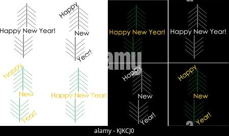 Saluto minimalista felice anno nuovo logo Illustrazione Vettoriale