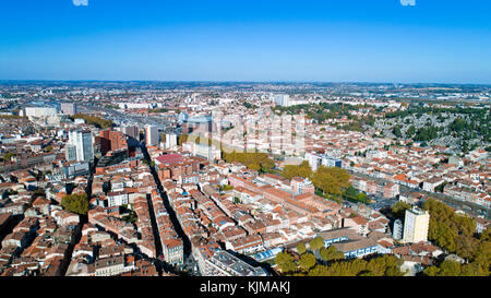 Vista aerea della città di Tolosa in Haute Garonne, Francia Foto Stock