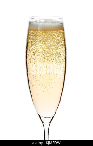 Bicchiere di champagne su bianco Foto Stock