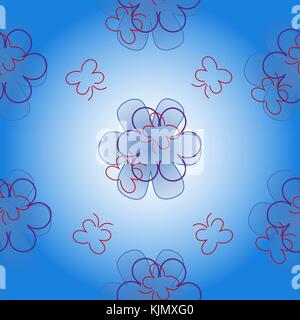 Texture seamless consistente di astratta di farfalle e da fiori astratti. Illustrazione Vettoriale