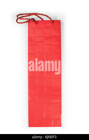 Rosso borsa regalo per bottiglia per vino. laici piatto isolato su bianco Foto Stock