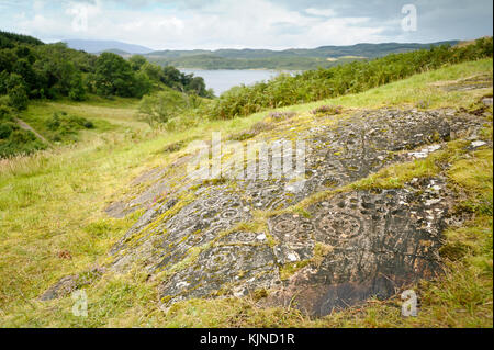 Ormaig rocce con antica Cup e la corona segna oltre 4000 anni Foto Stock