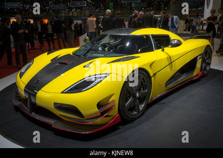 Ginevra, Svizzera - 1 Marzo 2016: Koenigsegg Agera RS auto sportiva presentati presso la 86Geneva International Motor Show. Foto Stock