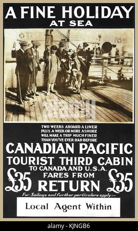 1930 Vintage poster di viaggio la nave di crociera Canadese Pacific 'una bella vacanza al mare". 1930 Foto Stock