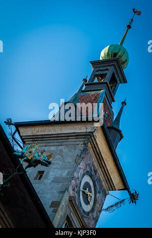 Torre dell'orologio di Losanna sulla place de la palud Foto Stock