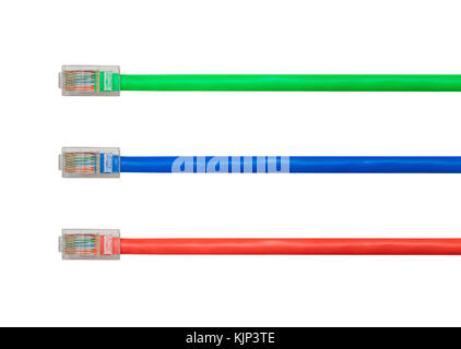 Disposizione di isolato di cavi CAT5 per illustrare la neutralità della rete Foto Stock