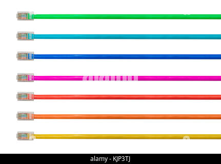 Disposizione di isolato di cavi CAT5 per illustrare le connessioni a internet Foto Stock