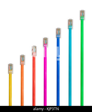 Disposizione di isolato di cavi CAT5 per illustrare la neutralità della rete Foto Stock