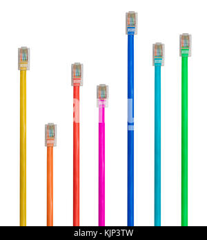 Disposizione di isolato di cavi CAT5 per illustrare la neutralità della rete Foto Stock