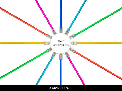 Disposizione di isolato di cavi CAT5 per illustrare le connessioni a internet Foto Stock